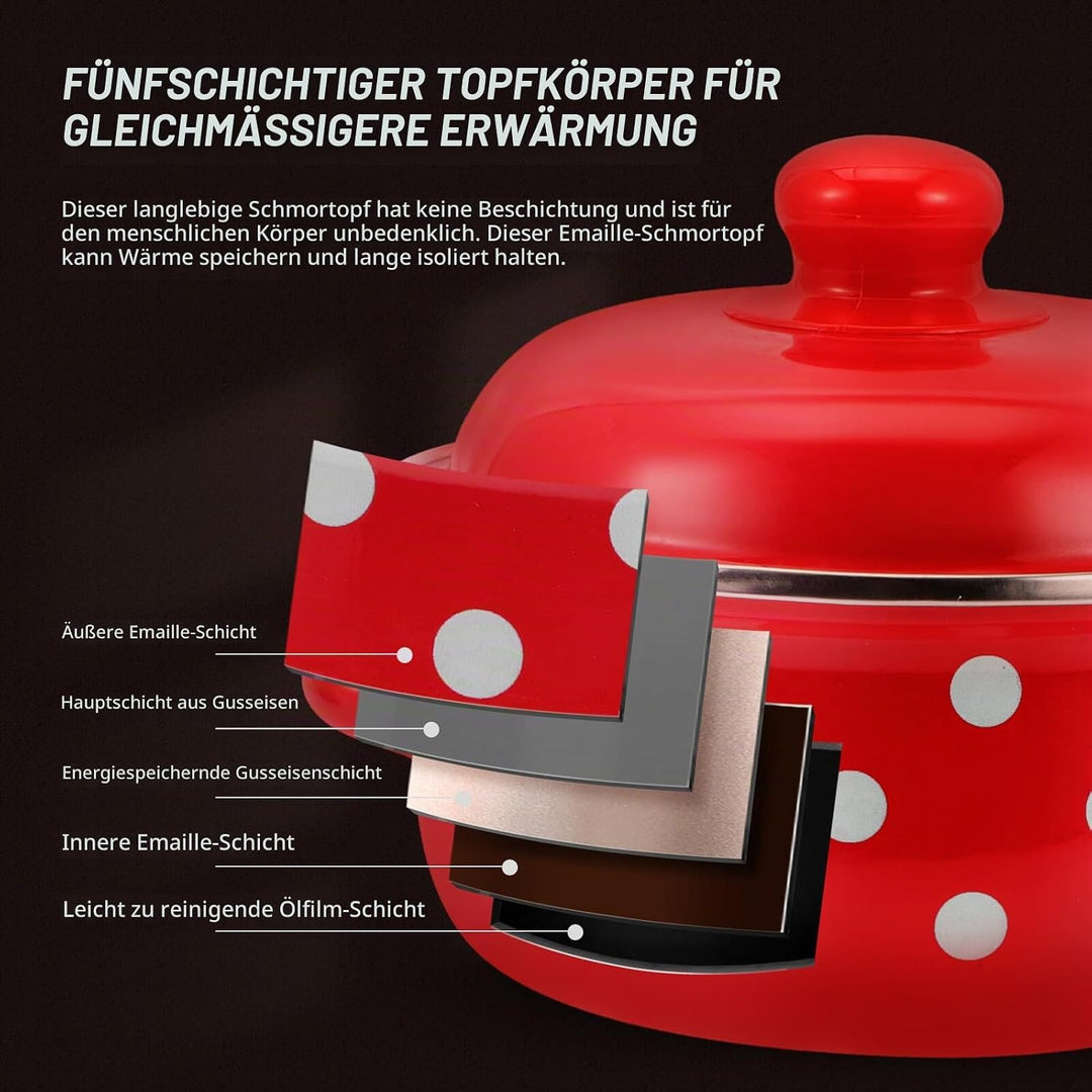 Kleiner Kochtopf aus Emaille mit Deckel und Griff Dicker Haushalts Suppentopf Isolierter Schmortopf