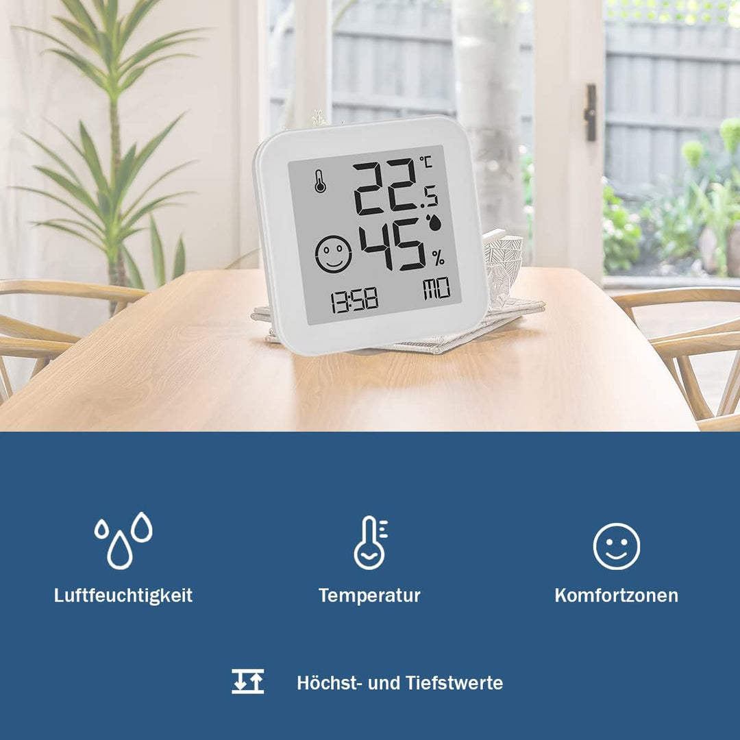 TFA Dostmann Hygrometer digital Black & White, 30.5054.02, Luftfeuchtemessgerät, E-Ink, gut ablesbar