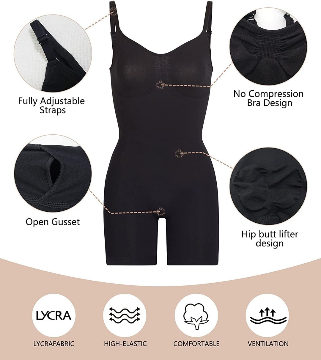 SHAPERX Shapewear Damen Figurformender Body Shaper Bauchweg Formende Bodys Abnehmen Shaping Bodysuit