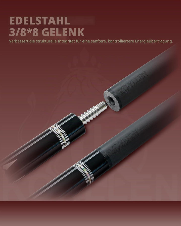 KONLLEN Billardqueue-Stick aus Karbonfaser, niedrige Ablenkung, handgefertigt, Inlay, ultraglatt, pr