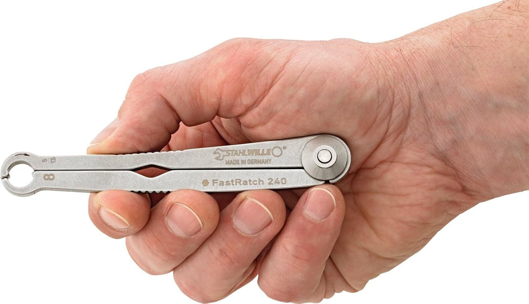 Stahlwille Nr. 240 Ratschenschlüssel FastRatch Schlüsselweite 8 mm und 5/16" L.121,4 mm ideal für Br