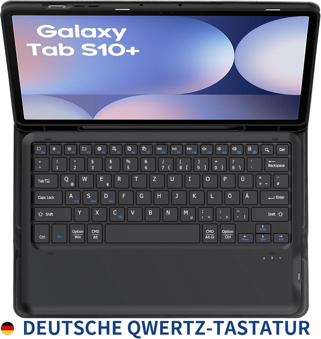 EasyAcc Tastatur Hülle Kompatibel mit Samsung Galaxy Tab S9 FE+ / S9+ / S9 Plus / S10+ 12.4 Zoll 202