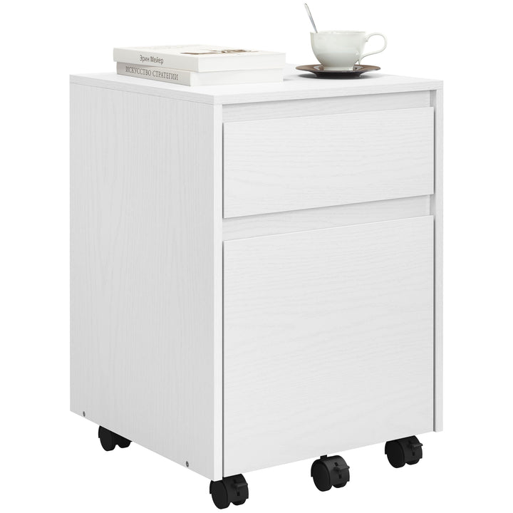 WOLTU Rollcontainer, Aktenschrank mit 2 Schubladen, mobiler Büroschrank Weiss 40x56x40 cm, Weiss 40x