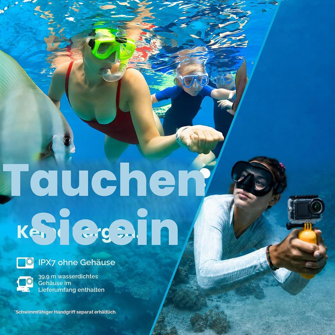AKASO Brave 7 LE Action Cam 4k30FPS 20MP mit 128GB U3 Speicherkarte Unterwasserkamera IPX7 wasserdic
