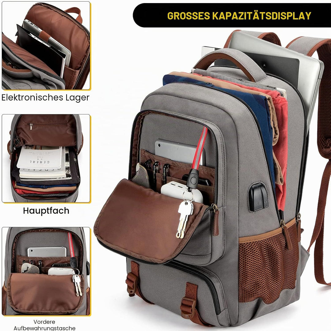 Tzowla Canvas Laptop Rucksack aus Segeltuch,Reise Backpack Tasche Herren und Damen,Arbeit Reiserucks