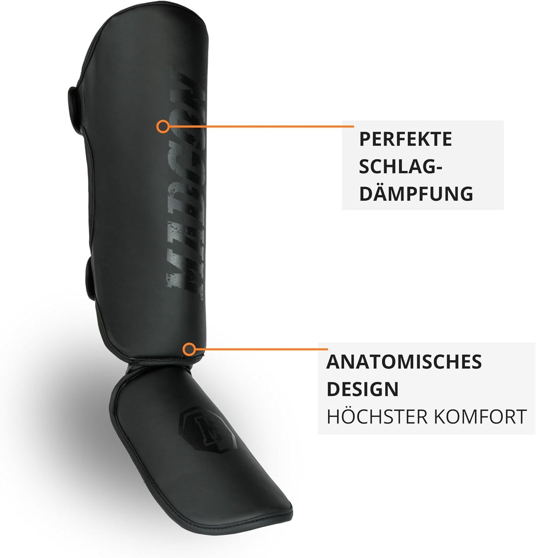 MADGON Schienbeinschoner mit perfektem Sitz und Dicker Polsterung - Schienbeinschutz für Kampfsport,