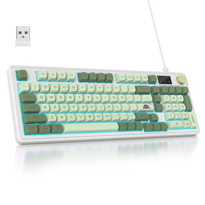 SbocKeeb 96% Kabellose Gaming Tastatur Grün, Leise Membran Tastatur Mechanisches Gefühl mit Ziffernb
