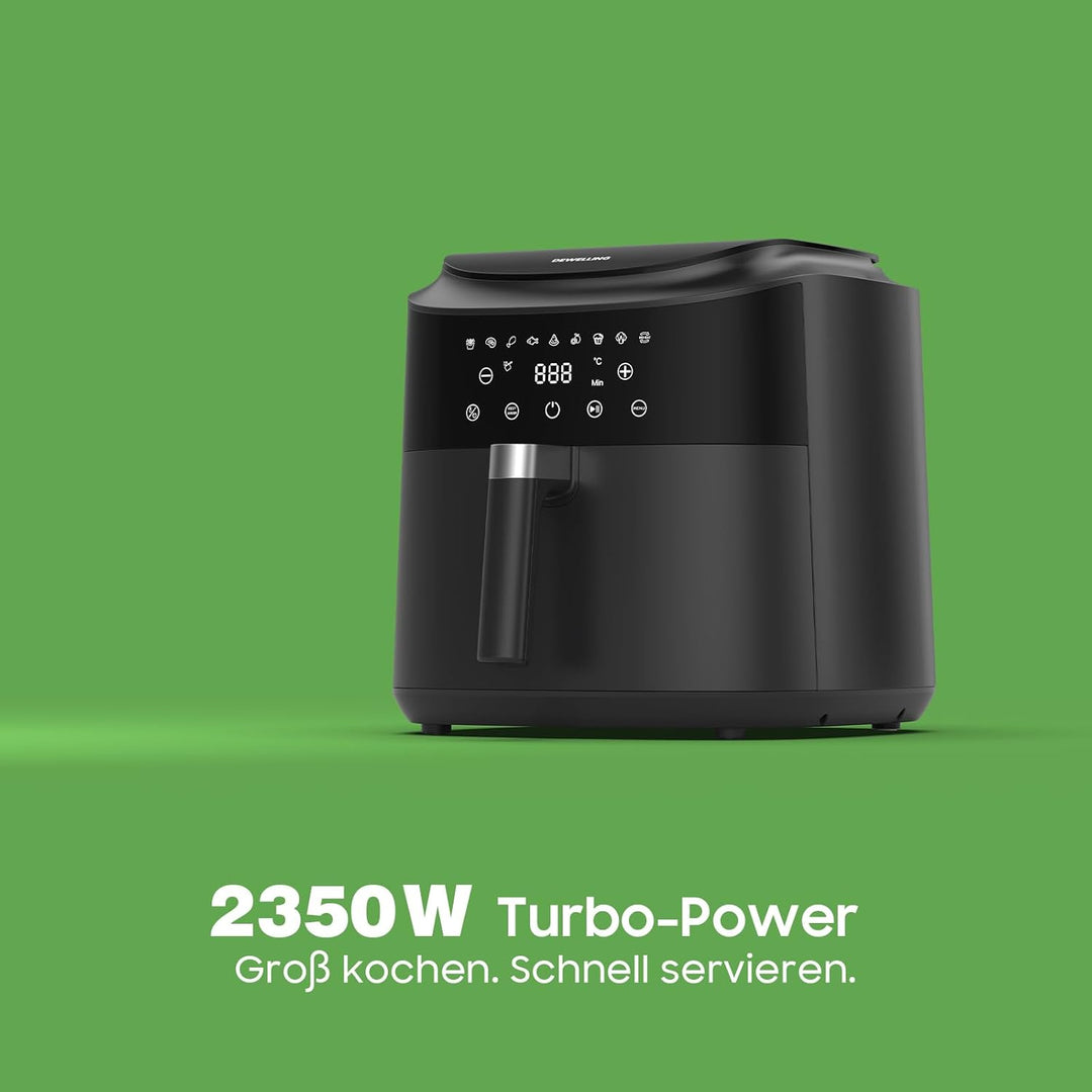Heissluftfritteuse XXL 9L 2350W – Leistungsstarke Airfryer mit 9 Programmen, Digitales LED Touch Dis
