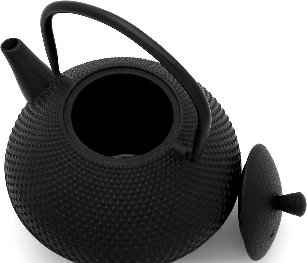 Bredemeijer asiatische gusseiserne Teekanne 1.0 L mit Teefilter - emaillierte Schwarze Gusskanne