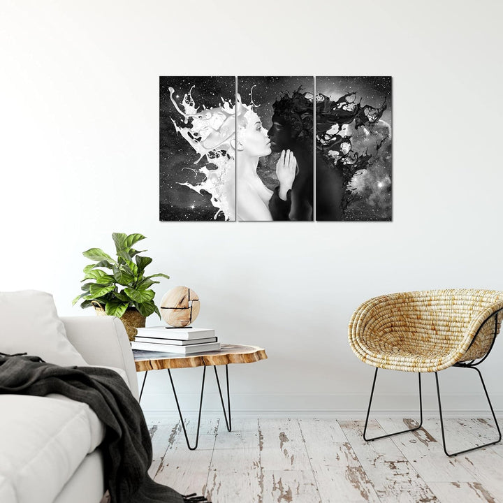 Runa Art Wandbilder Milk und Coffee Bild XXL Wohnzimmer Schlafzimmer Schwarz Weiss Abstrakt 120 x 80