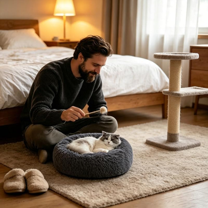 PETCUTE Hundebett Katzenbett Flauschige Marshmallow Katzen Bett Waschbar Runde Katzenkörbchen Weiche