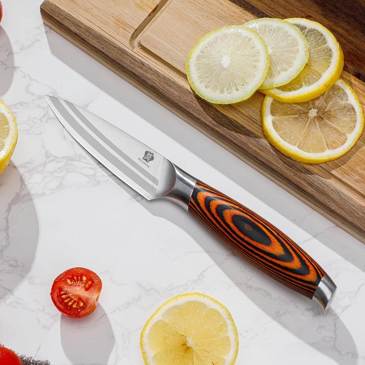 WILDMOK 9cm Schälmesser, Obst und Gemüsemesser Küchen Messer Klein Edelstahl Obstmesser Ergonomische
