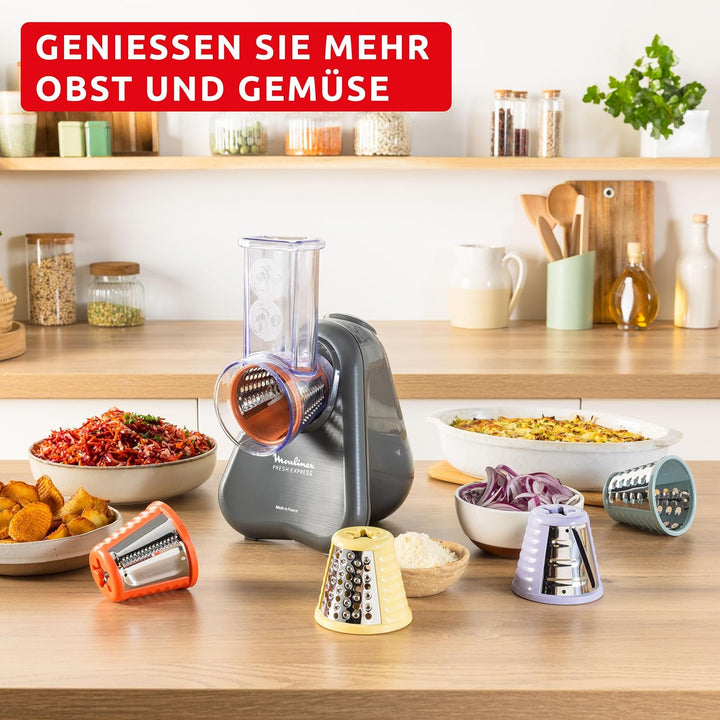Moulinex Fresh Express Elektrische Gemüsereibe, Direktserviersystem, 5-in-1, zerkleinern-schneiden-r