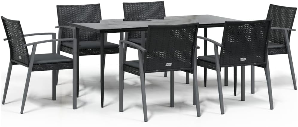 Festnight Poly Rattan Sitzgruppe Gartenmöbel Set mit Kissen Garten Essgruppe 6 Personen Gartenmöbel