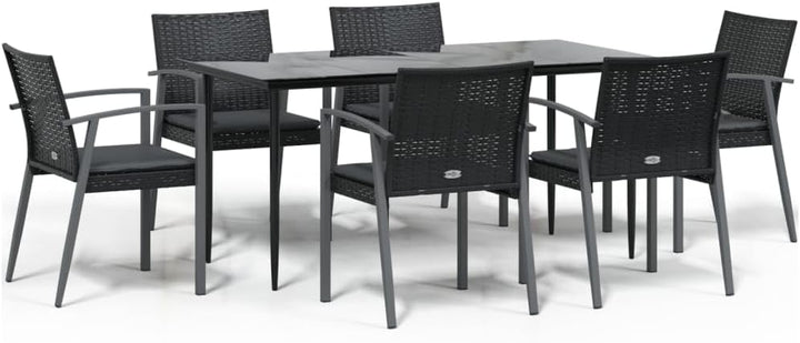Festnight Poly Rattan Sitzgruppe Gartenmöbel Set mit Kissen Garten Essgruppe 6 Personen Gartenmöbel