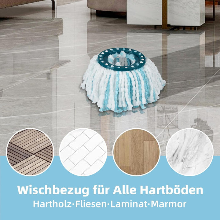 6 Stück Ersatzkopf für Leifheit Clean Twist Disc Mop/Clean Twist Disc Mop Ergo Bodenwischer, Mikrofa