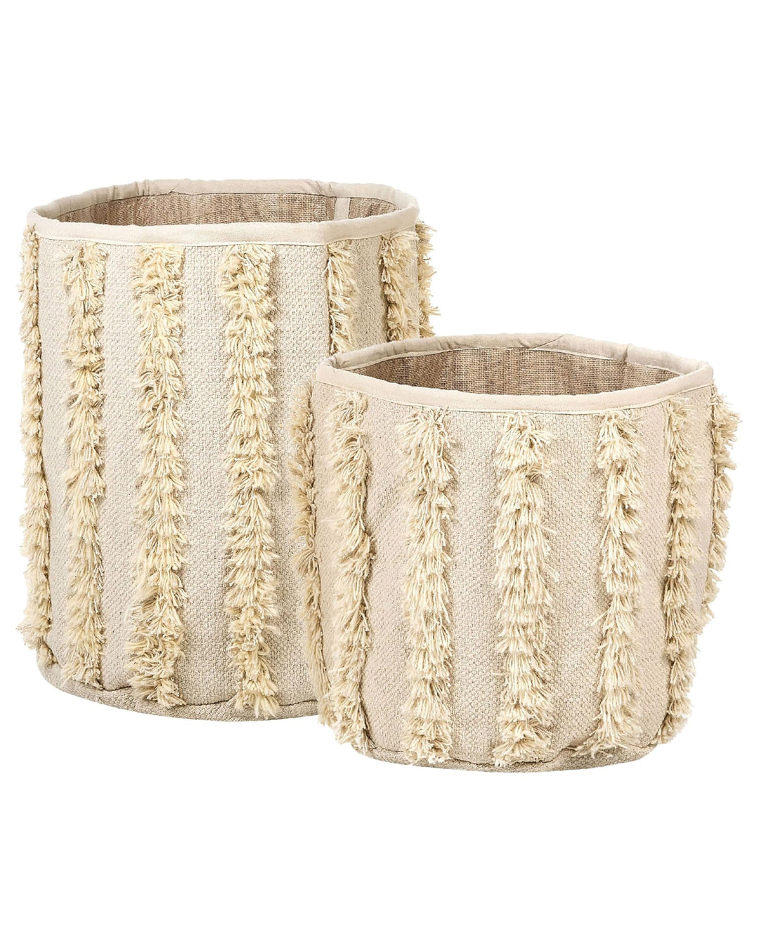 Set aus 2 Baumwollaufbewahrungskörbe Behälter Dekoration Beige Kakki