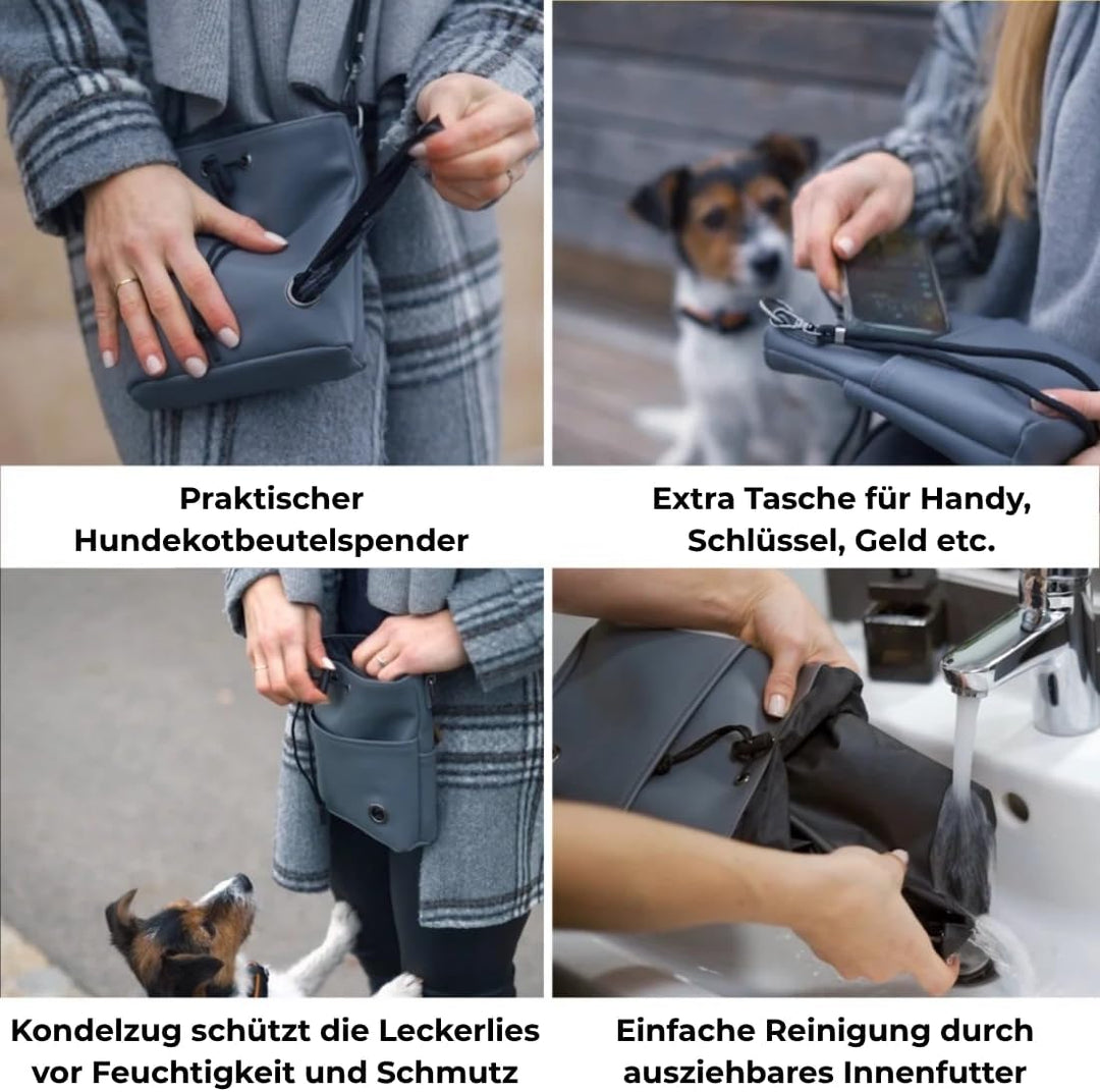 Leckerlibeutel für Hunde, Leckerlitasche Hund zum Umhängen, Futterbeutel Hundetraining, Gassi Tasche
