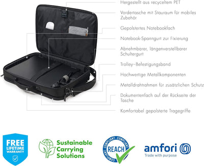 Dicota Eco Multi Plus Base 14-15.6 – Notebooktasche mit Schutzpolsterung und Dokumentenfach, schwarz