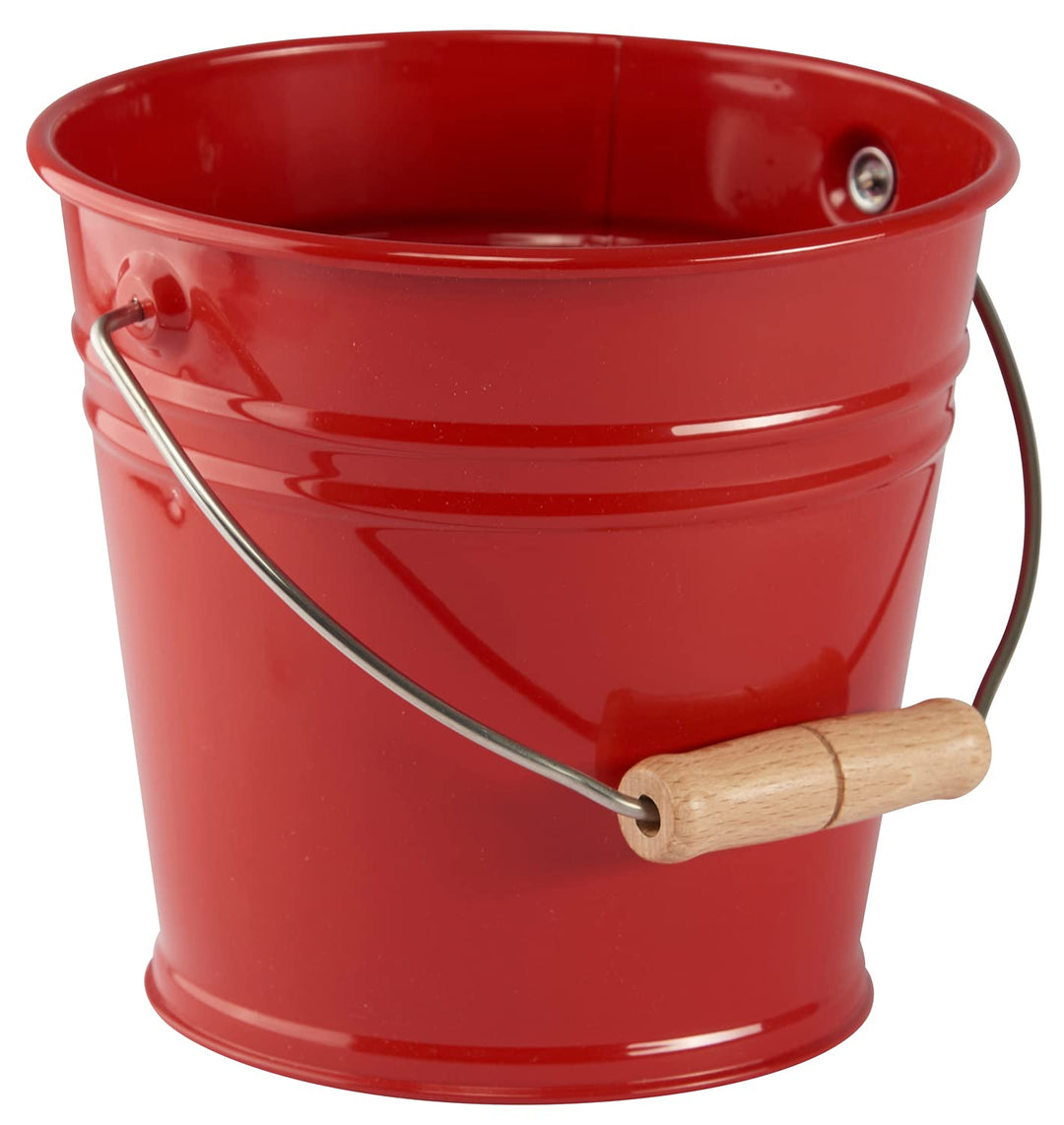 535054 Metalleimer mit Holzgriff, rot