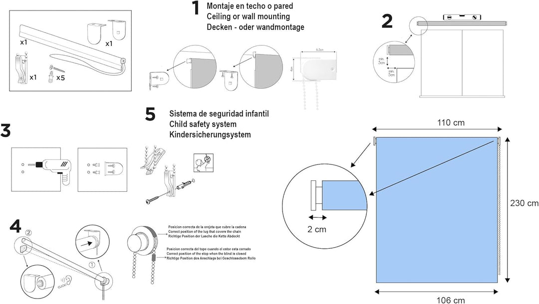 Estoralis DRACARYS Rollo Lichtundurchlässig, Polyester, Grau, 110 x 230 cm 110 x 230 cm Grau, 110 x