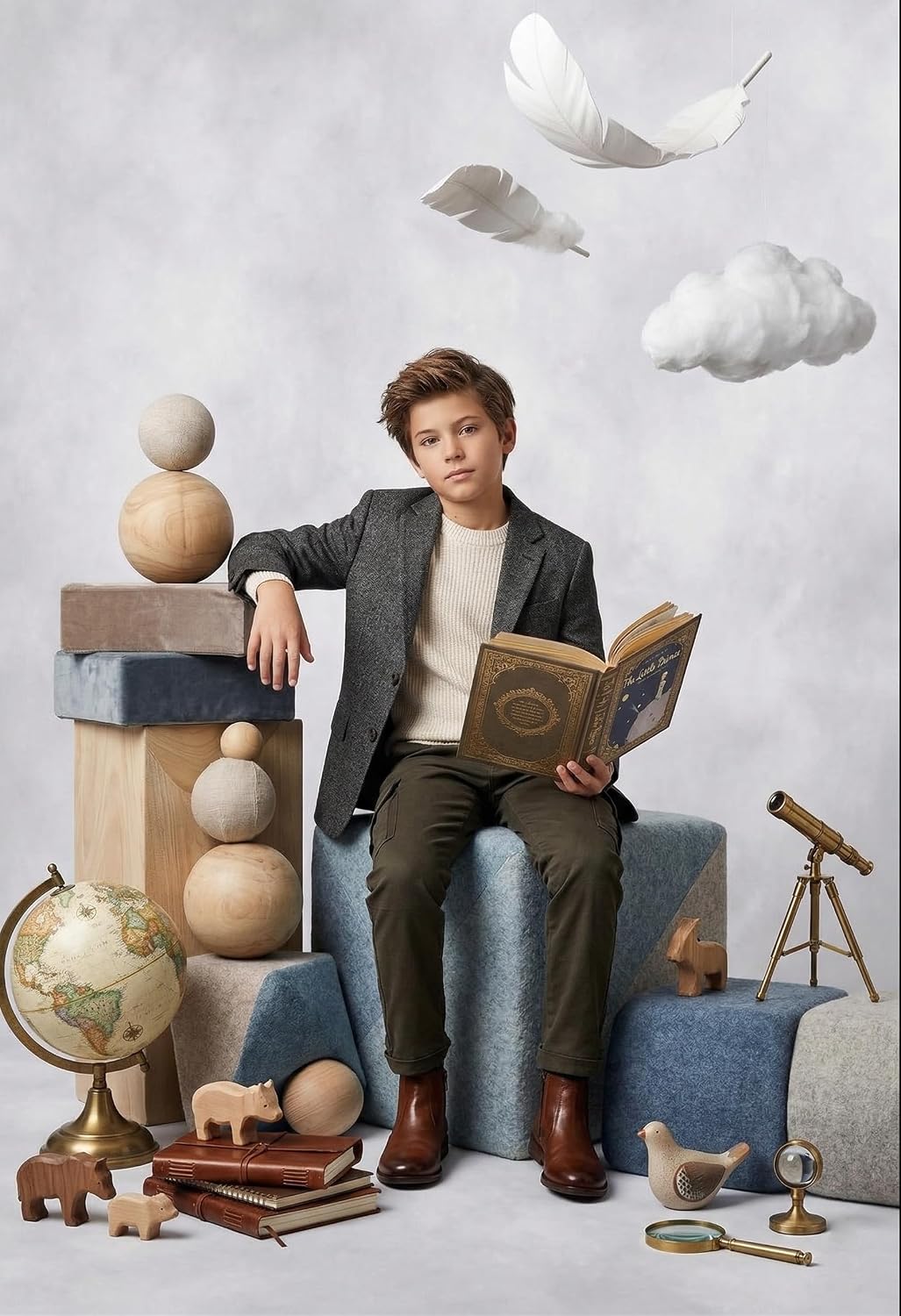 Kate Photocall Weiss 3x3m/10x10ft Vintage Foto Stusio Smokey Grey Portrait Hintergrund für Neugebore