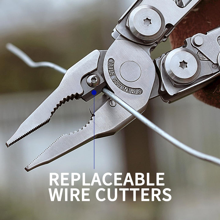 ROCKTOL Multitool, 29-in-1-Multitool-Zange mit austauschbaren Drahtschneidern und Säge, robustes Mul