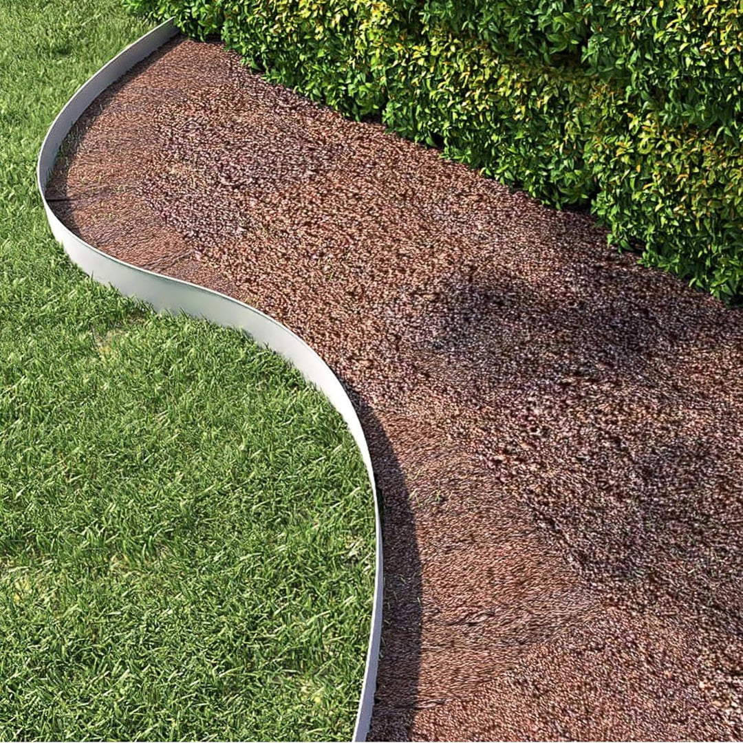 XMTECH Rasenkante aus Metall verzinkt, Rasenkantenband Beeteinfassung, 15 cm hoch, zur Eingrenzung v