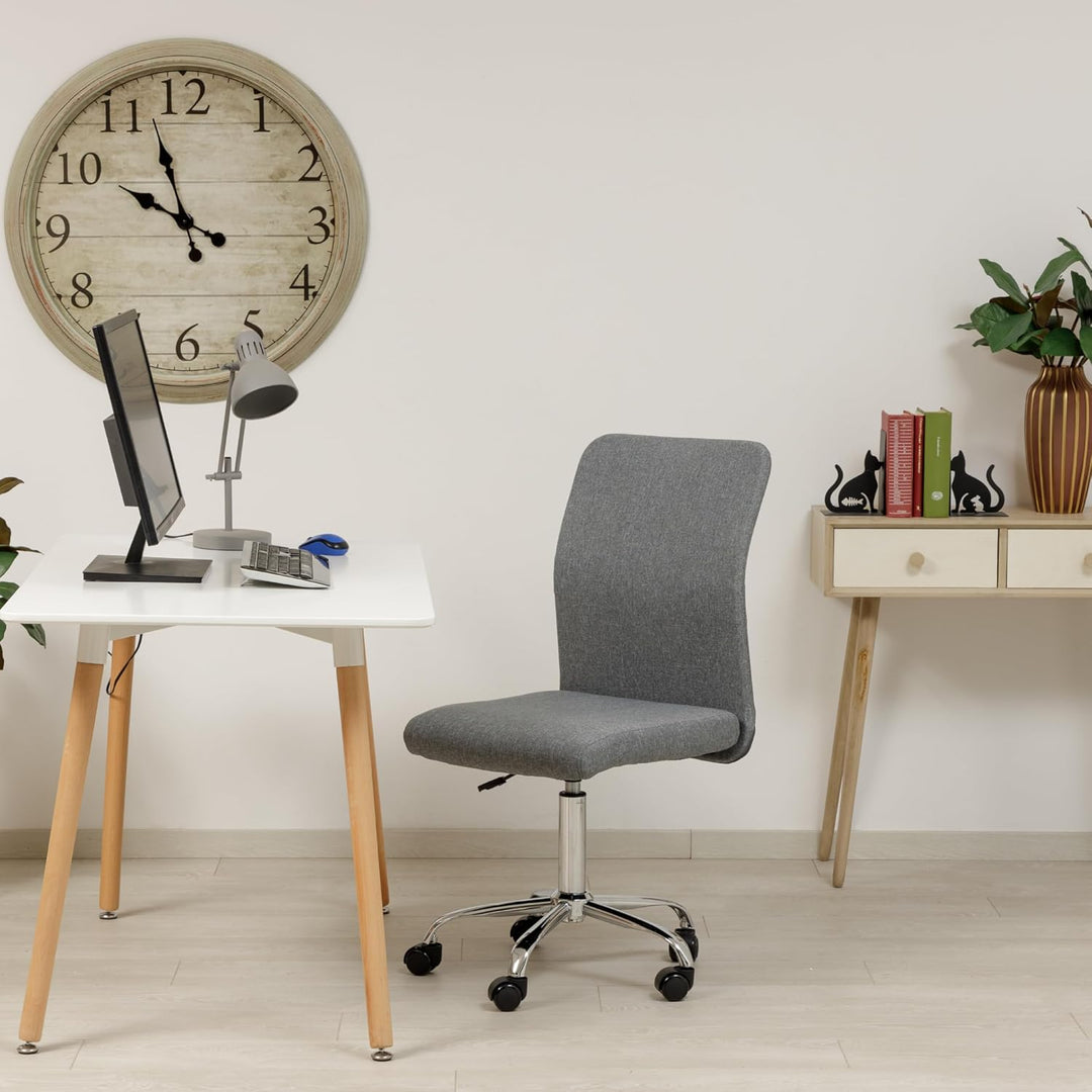 Baroni Home Bürostuhl aus Stoff, gepolsterter Bürostuhl 360° drehbar, Verstellbarer Höhe und ohne Ar