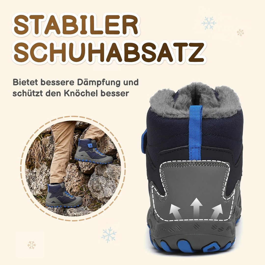 Mishansha Kinder Winterschuhe Gefüttert Winterstiefel für Jungen Mädchen Gr.24-38 26 EU Dunkelblau,