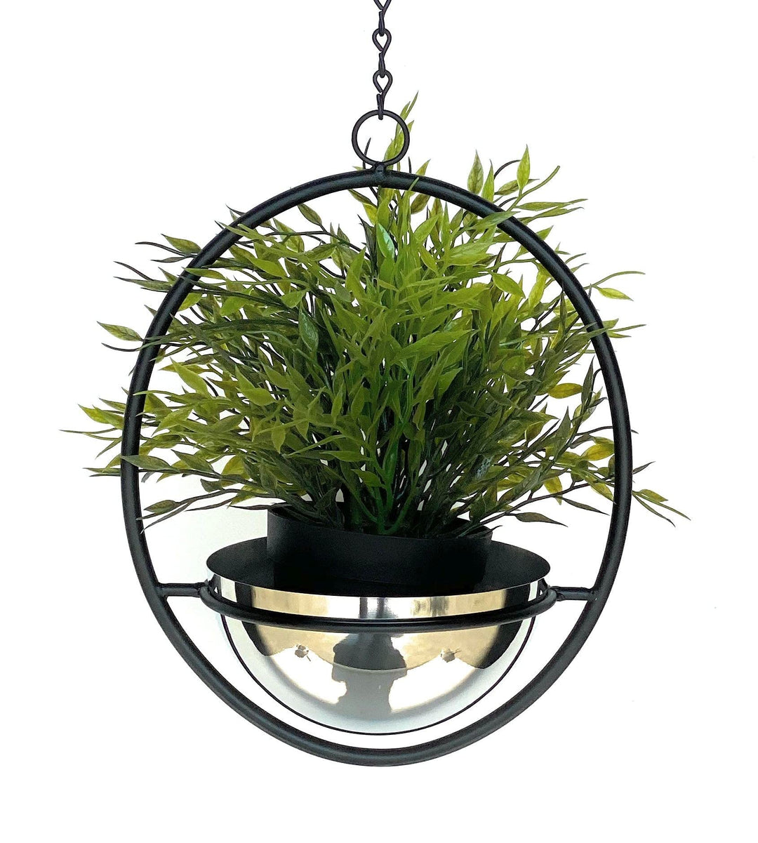 DanDiBo Blumenampel Innen Metall Wand Hängepflanzen 43 cm 96087 S mit Topf Silber Pflanzenhänger Blu