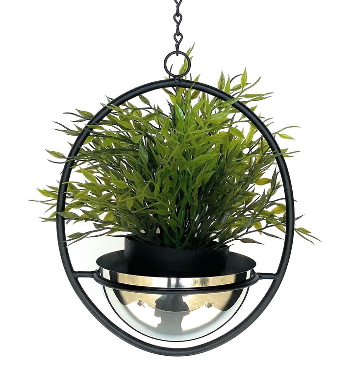 DanDiBo Blumenampel Innen Metall Wand Hängepflanzen 43 cm 96087 S mit Topf Silber Pflanzenhänger Blu