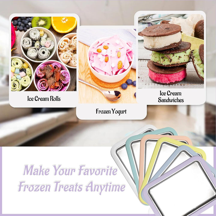 Eisplatte Eis Rolls zum Eis Machen DIY, Ice Cream Machine rolls maker mit 2 Spateln, Gelato Rollmasc
