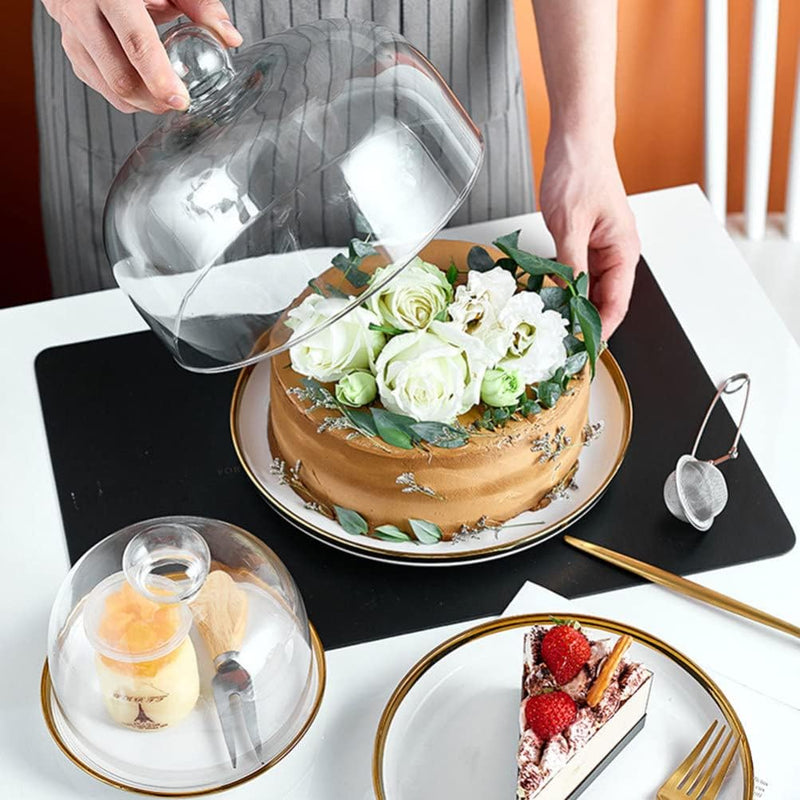 Cabilock Kuchenhaube Keramik Kuchenplatte Glas Kuchenglocke Kuchenständer Torten Glasglocke Dessertt