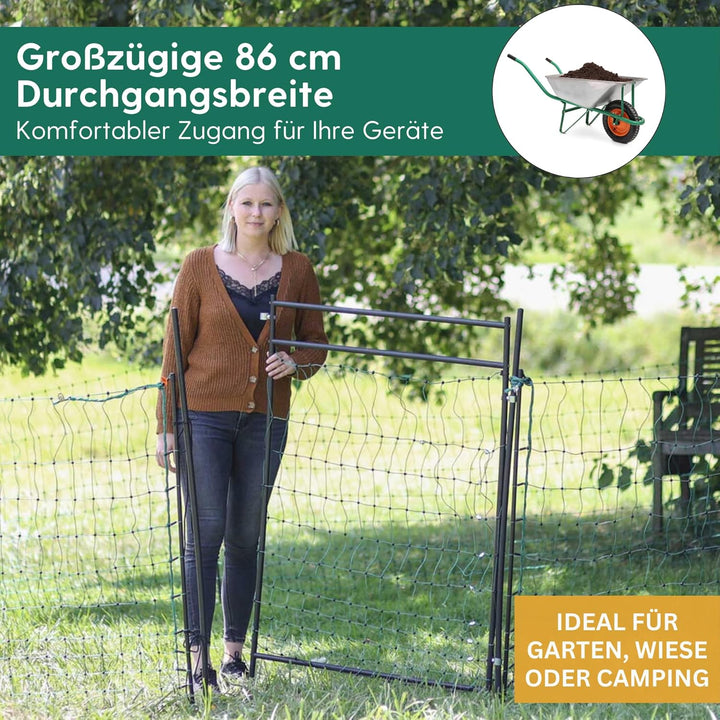 Tür für Weidezaunnetz bis 125 cm - Öffnungsbreite 86 cm - elektrifizierbares Weidetor – Durchgang fü