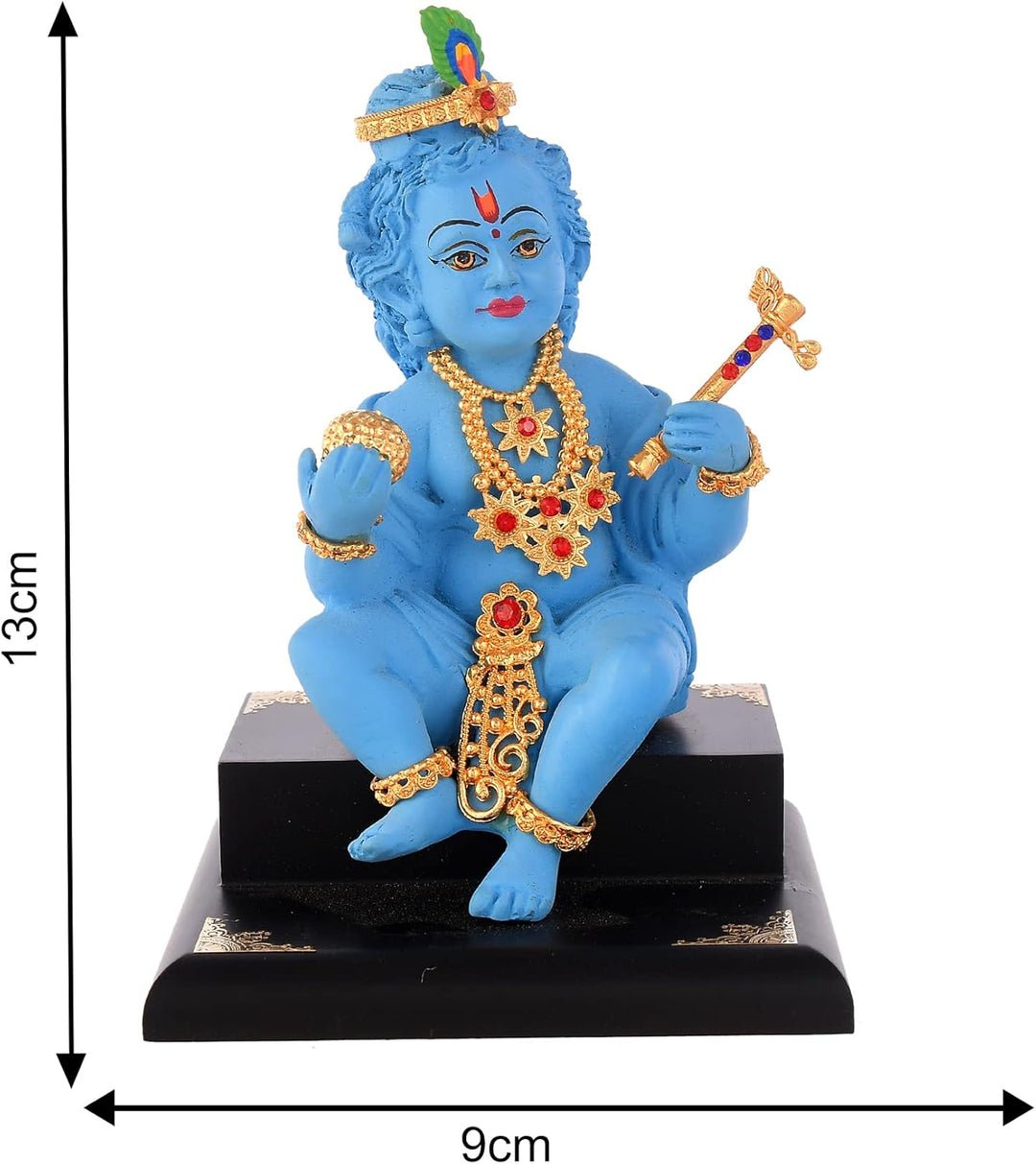 Saudeep India Laddoo Gopal mit Flöte Idol | Bal Gopal Murti Auto Armaturenbrett | Baby Krishna Statu