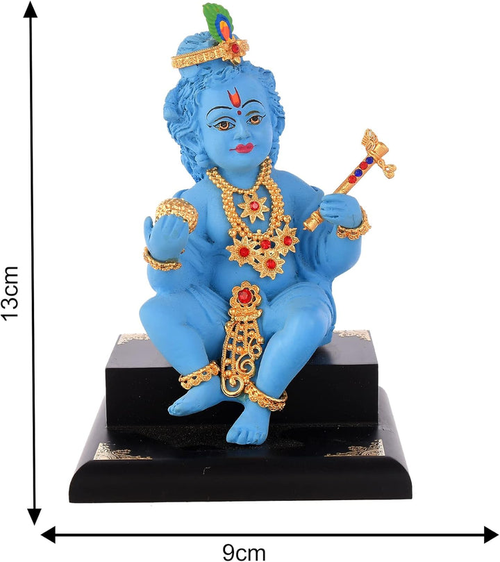 Saudeep India Laddoo Gopal mit Flöte Idol | Bal Gopal Murti Auto Armaturenbrett | Baby Krishna Statu
