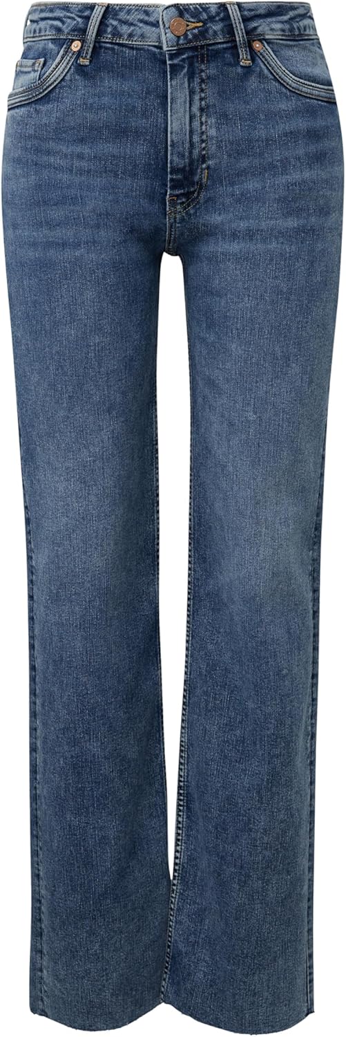 s.Oliver Damen 2120779 Jeans Karolin Straight Fit, Blau, 32W / 34L EU