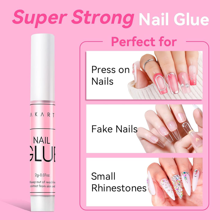Makartt Super Starker Nagelkleber für Nagelspitzen Press On Nails Professional 2g 100 Stück Nail Glu