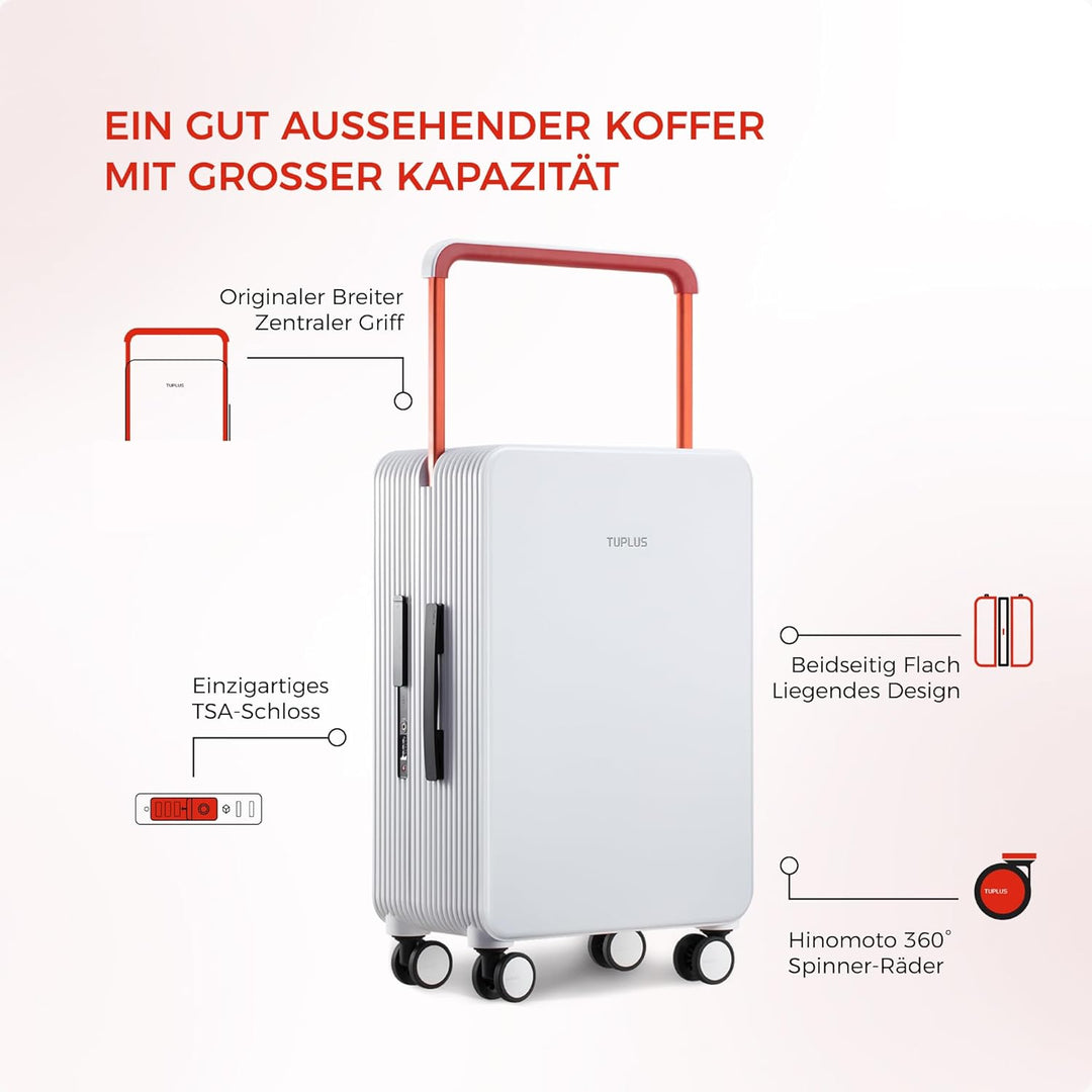 TUPLUS Koffer Trolley ABS Reisekoffer mit 4 Rollen Handgepäck Hartschale Rollkoffer Mittelgross, Bal