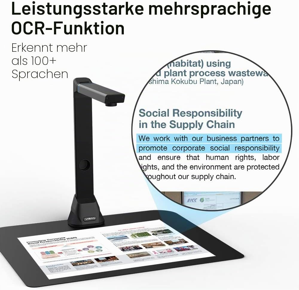 Viisan VK16 Dokumenten-und Buchscanner digitalisiert A3-Vorlage blitzschnell. 16MP Sensor. Buch-Dopp