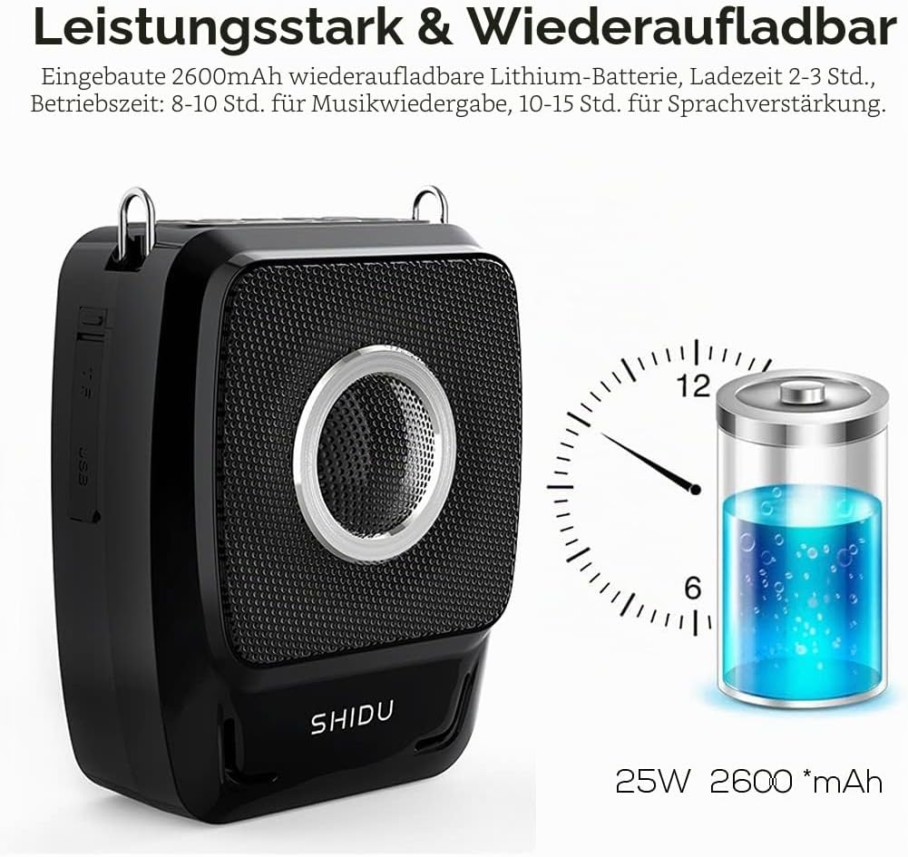 Sprachverstärker Tragbar Stimmverstärker Lautsprecher mit Mikrofons Handheld drahtlos Mikrofon und H