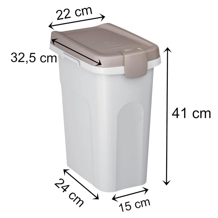 Hummelladen Abfalleimer 15 Liter Weiss-Taupe 33x22x41cm - mit Gummidichtung im Deckel verschliessbar