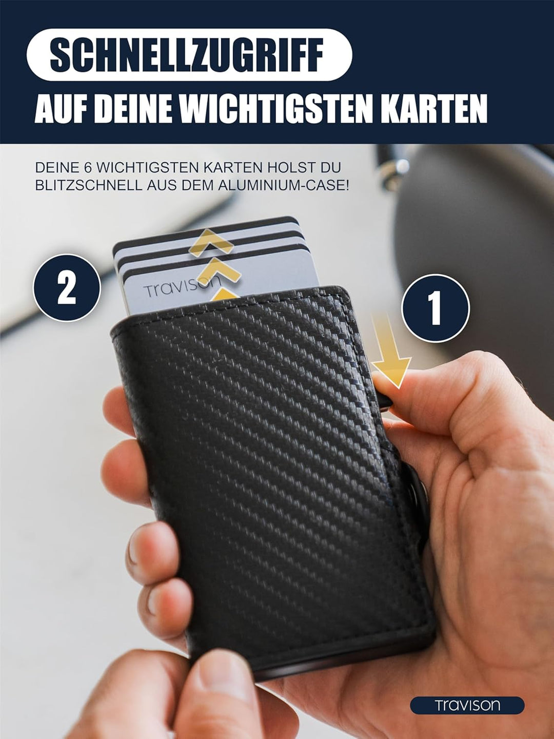 Travison® SMART Wallet mit Münzfach und Geldscheinfach - Kartenetui mit Münzfach und Schnellzugriff