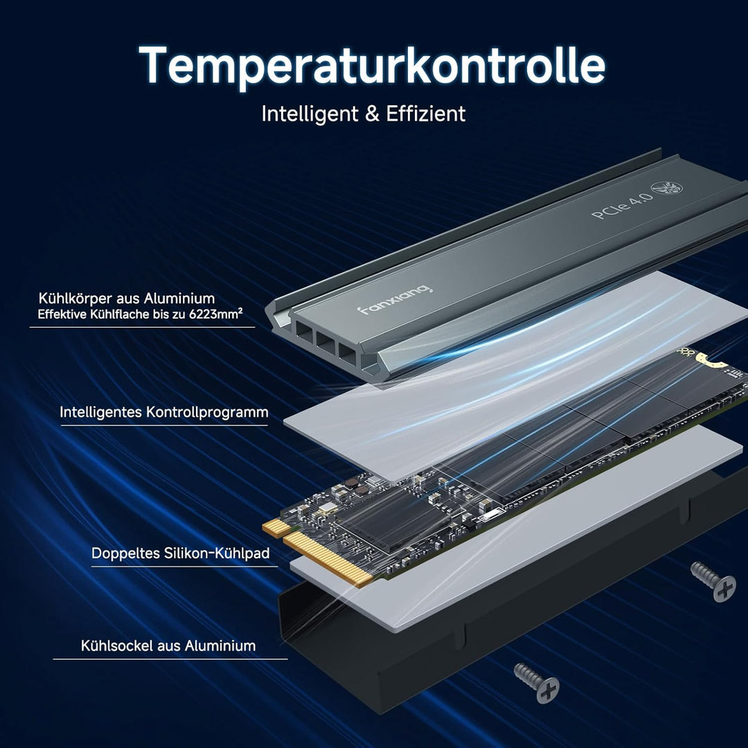 fanxiang S660 2TB PCIe 4.0 NVMe SSD M.2 2280 interne Solid State Drive - mit Heatsink, bis zu 4800 M