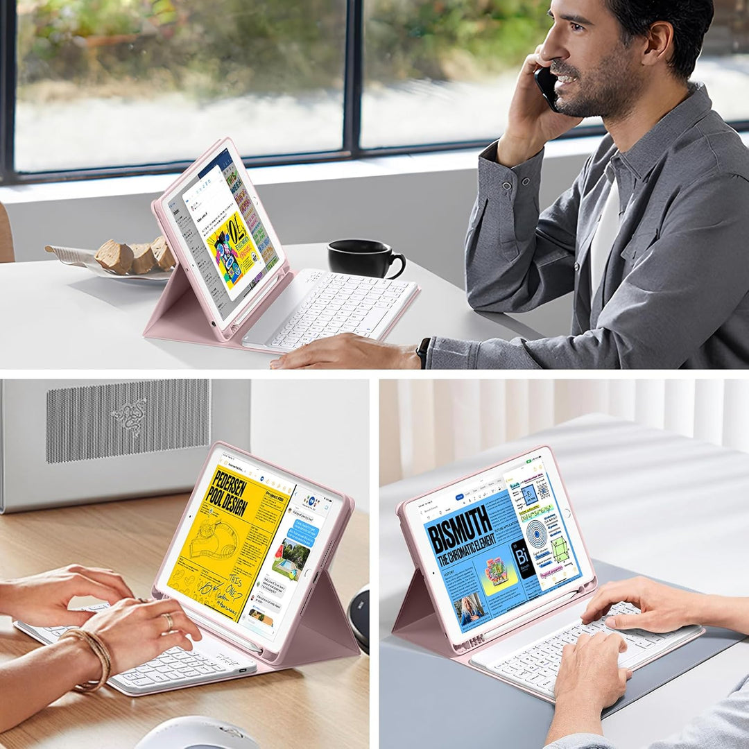 Tastatur Hülle für iPad 9./ 8./ 7. Generation (2021/2020/2019) mit Stifthalter, Soft TPU Schutzhülle