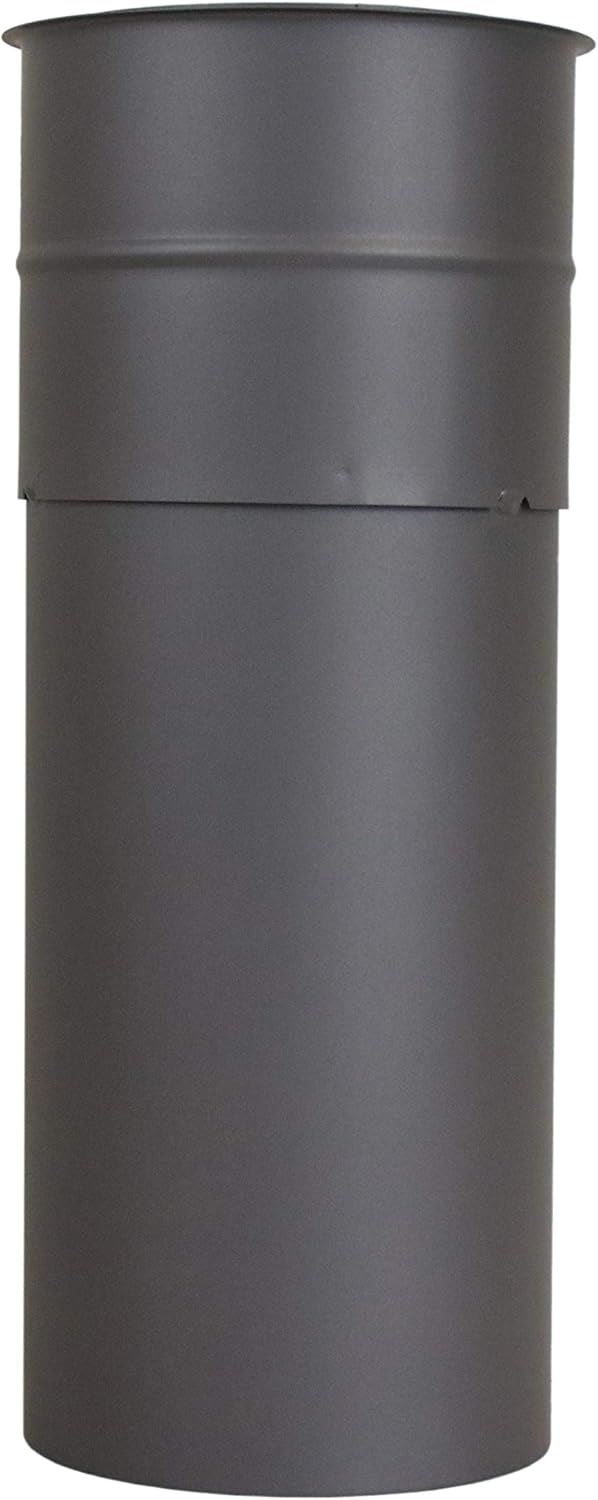 LANZZAS Ofenrohr Wandfutter mit 250 mm Rohr, im Durchmesser, DN Ø 150 mm, Farbe: gussgrau - weitere