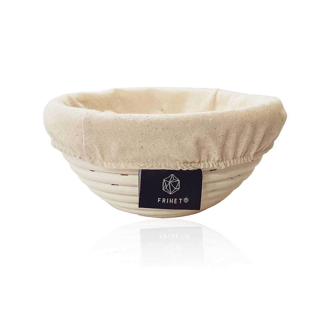 FRIHET Gärkorb zum Brotbacken Brotbackform Gärkorb aus Rattan/Peddigrohr - rund 16cm (0.5kg Brotteig