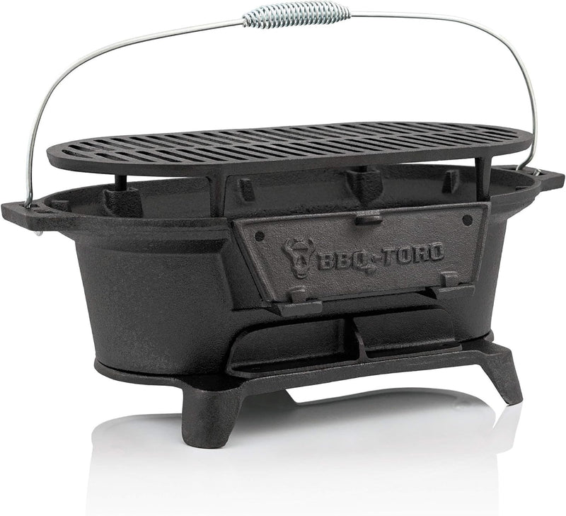 BBQ-Toro Gusseisen Grilltopf mit Grillrost | 50 x 25 x 23 cm | Hibachi Style Holzkohle Campinggrill