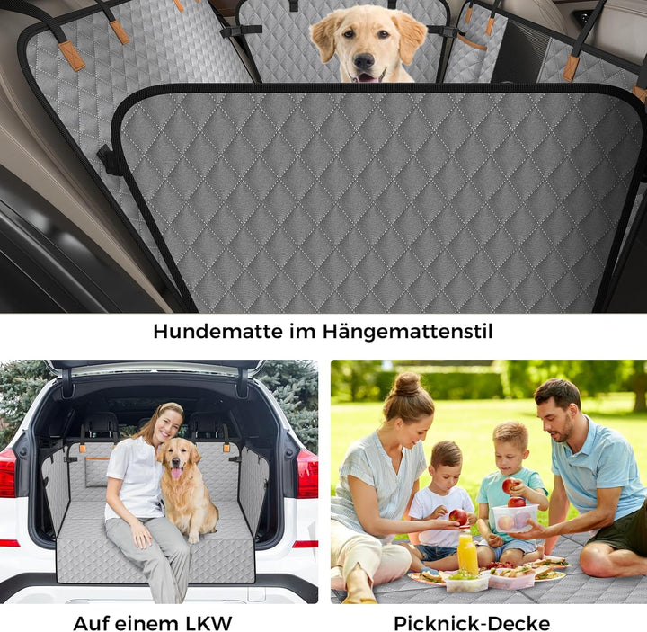 Hundedecke Auto Rücksitz, Wasserdicht, Kratzfest Hunde-Autositz Rücksitz, mit 8 Stabilen Hartholzpla
